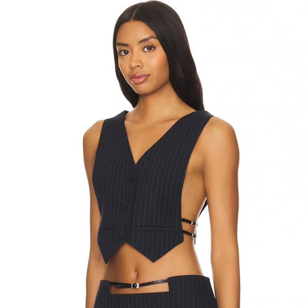 Ceren Ocak Striped Crop Vest and Pleated Skort Set Edgy Chic Streetwear Black S